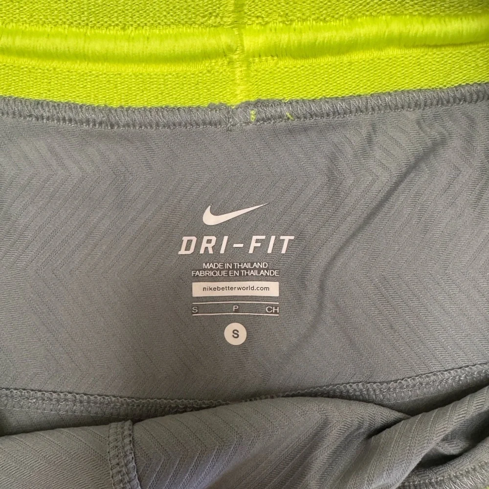 Nike Women's Dri Fit Shorts athletic or running Gray and Neon Green size small